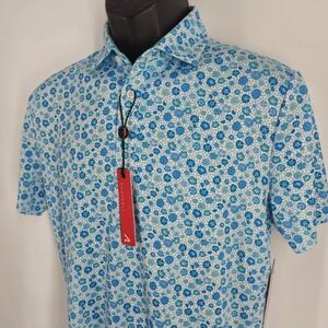 Redvanly Men's Beech Polo Shirt Size Small Golf Performance Floral Luxury